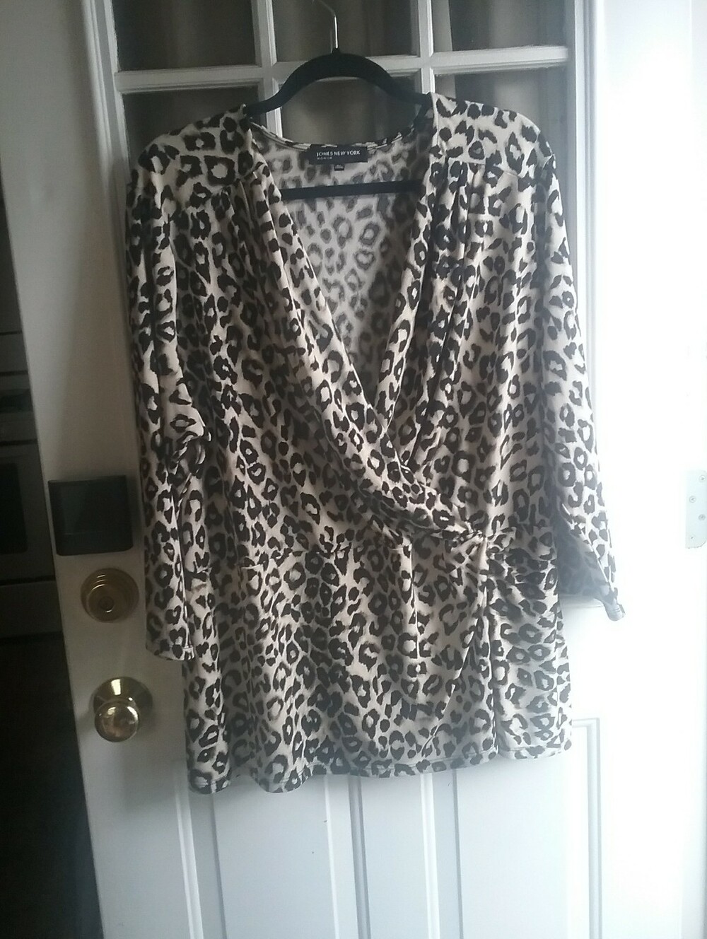 Jones New York Taupe and Black Leopard Print Top - 3X